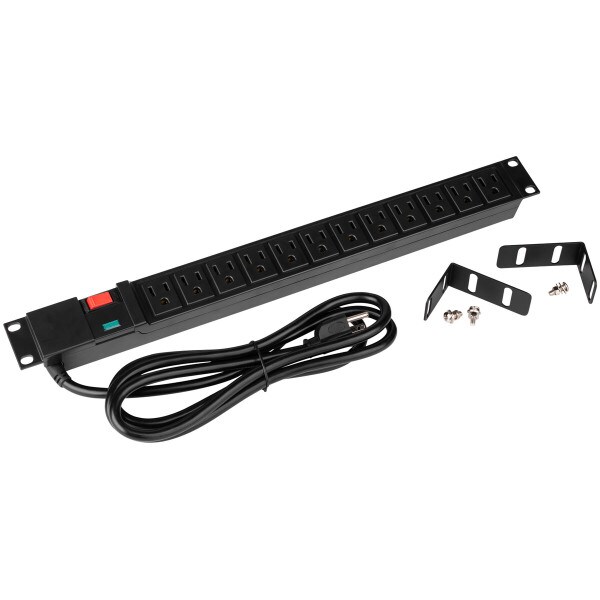Main product image for 19" 1U Rackmount 12-Outlet ABS Plastic Case PDU AC 125-336